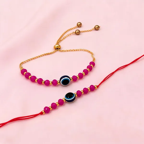 Multicolor_Rakhi,_Lumba,_Bracelet_Alloy_For_Brother_And_Sister-In-Law_Pack_Of_2