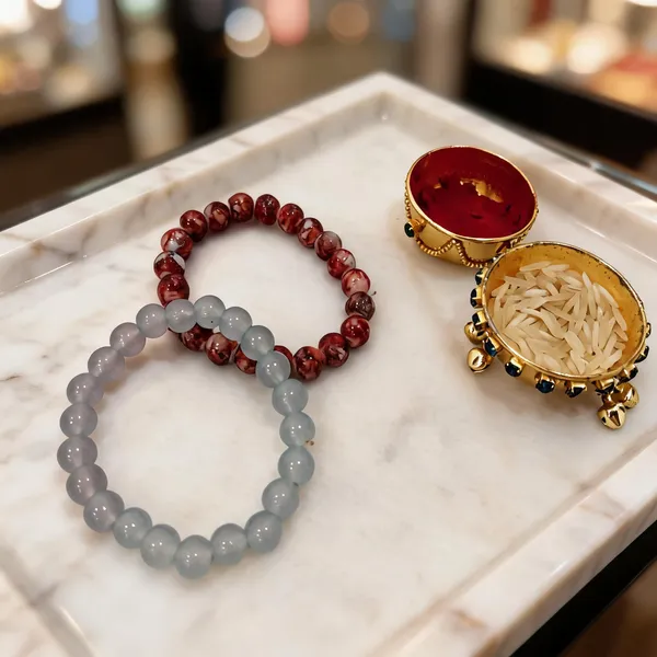 Grey_And_Designer_Red_Rakhi,_Lumba,_Bracelet_Alloy_For_Brother_And_Sister-In-Law_Pack_Of_2