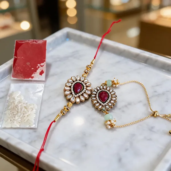 Red_N_Multi_Rakhi,_Bracelet_Alloy_For_Brother_And_Sister-In-Law_Pack_Of_2