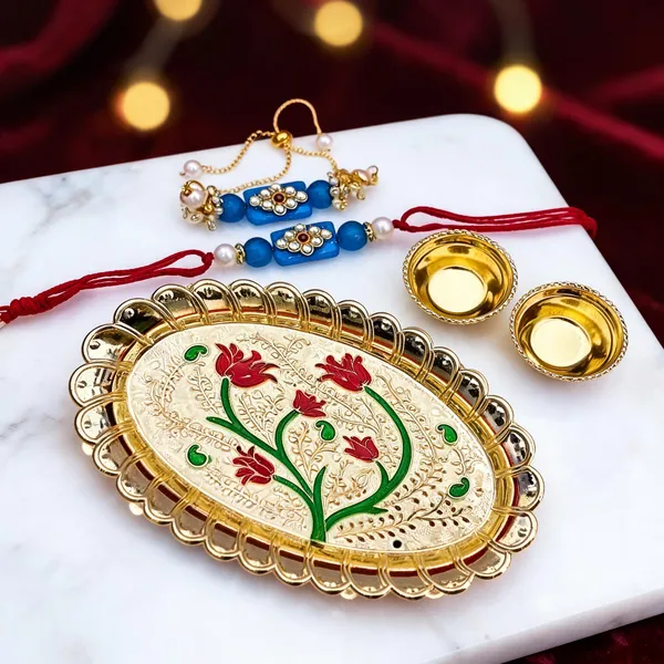 Sky_Blue_Rakhi,_Bracelet,_Thali_Alloy_For_Brother_And_Sister-In-Law_Pack_Of_1