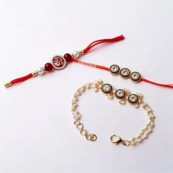 Sky_Blue_N_Multi_Rakhi,_Lumba_Alloy_For_Brother_And_Sister-In-Law_Pack_Of_1
