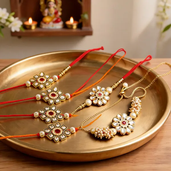 Red_N_Dark_Gold_Rakhi,_Lumba_Alloy_For_Brother_And_Sister-In-Law_Pack_Of_2