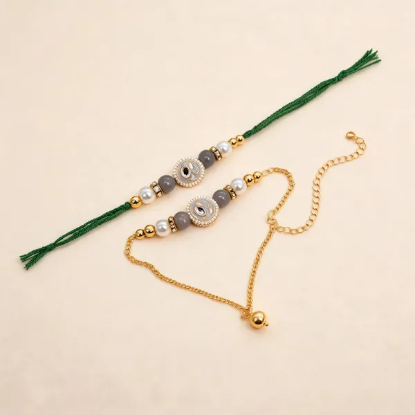 Multi_N_Green_Rakhi,_Lumba_Alloy_For_Brother_And_Sister-In-Law_Pack_Of_2