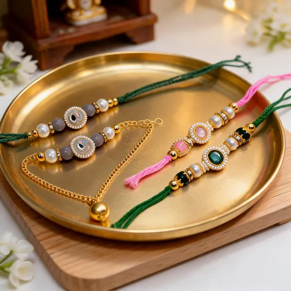 Multi_N_Green_Rakhi,_Lumba_Alloy_For_Brother_And_Sister-In-Law_Pack_Of_2