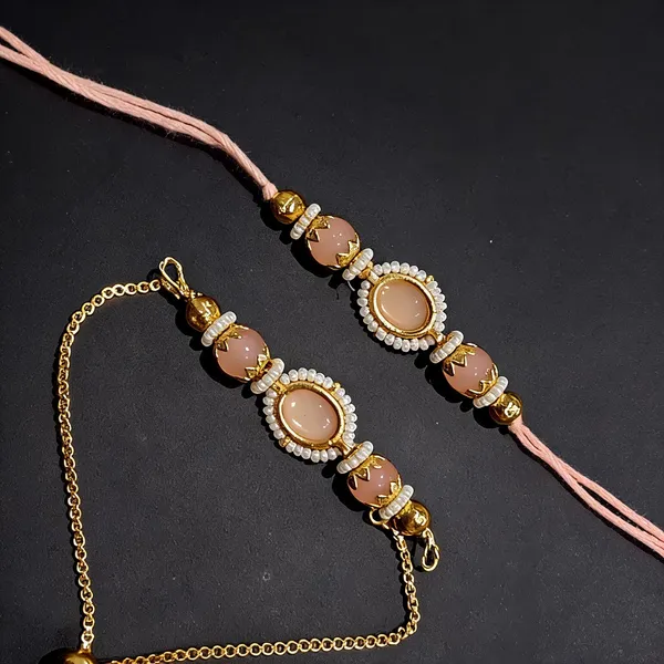 Multi_N_Peach_Rakhi,_Lumba_Alloy_For_Brother_And_Sister-In-Law_Pack_Of_1