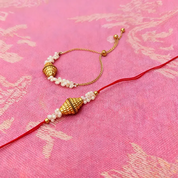 Red_N_Peach_Rakhi,_Lumba_Alloy_For_Brother_And_Sister-In-Law_Pack_Of_1
