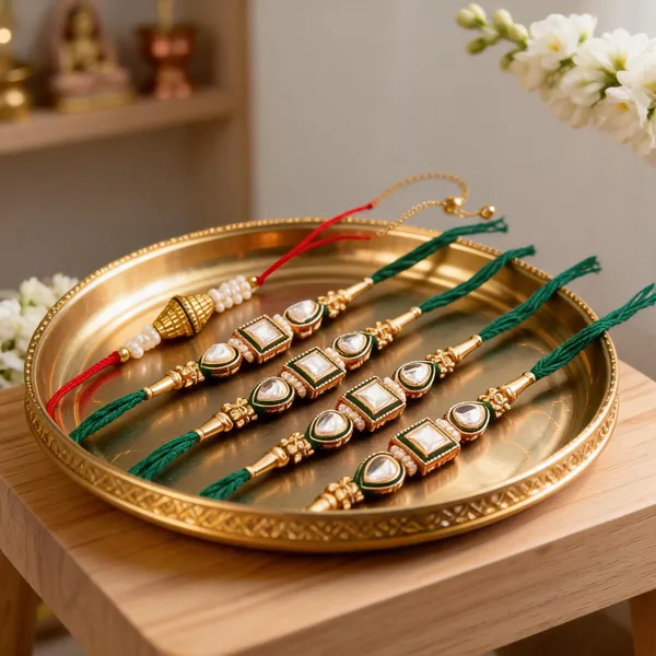 Red_N_Peach_Rakhi,_Lumba_Alloy_For_Brother_And_Sister-In-Law_Pack_Of_1