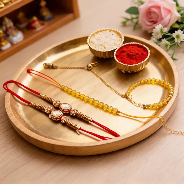 Red_N_Light_White_Rakhi,_Lumba_Alloy_For_Brother_And_Sister-In-Law_Pack_Of_2