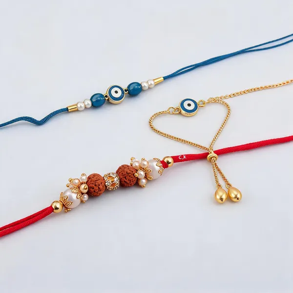 Red_N_Sky_Blue_Rakhi,_Lumba_Alloy_For_Brother_And_Sister-In-Law_Pack_Of_2