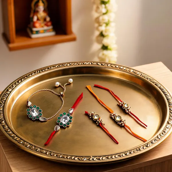 Dark_Green_N_Multi_Rakhi,_Lumba_Alloy_For_Brother_And_Sister-In-Law_Pack_Of_2