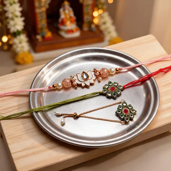 Dark_Green_N_Pink_Rakhi,_Lumba_Alloy_For_Brother_And_Sister-In-Law_Pack_Of_2