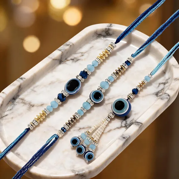 Blue_And_White_Rakhi,_Bracelet_Alloy_For_Brother_And_Sister-In-Law_Pack_Of_2
