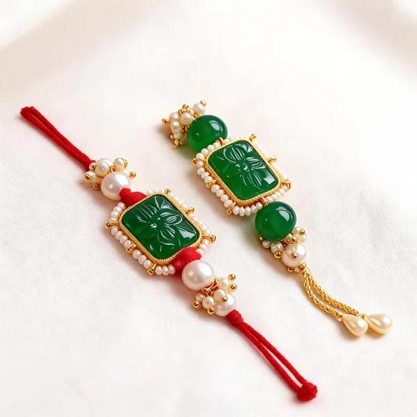Green_And_White_Rakhi,_Lumba,_Bracelet,_Thali,_Chawal_Roli_Pack_Alloy_For_Brother_And_Sister-In-Law_Pack_Of_2