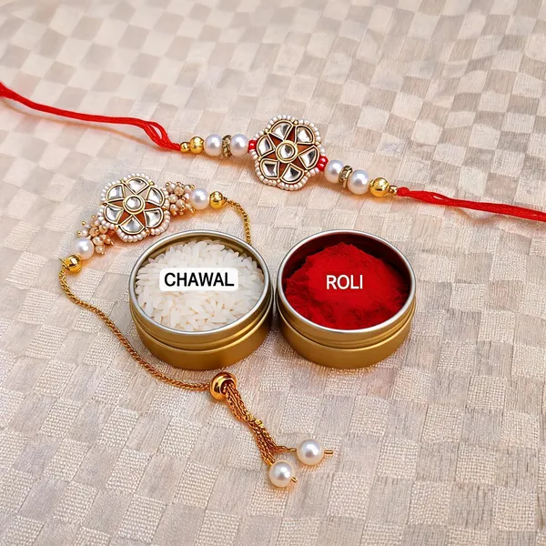 White_And_Red_Rakhi,_Lumba,_Bracelet,_Thali,_Chawal_Roli_Pack_Alloy_For_Brother_And_Sister-In-Law_Pack_Of_1