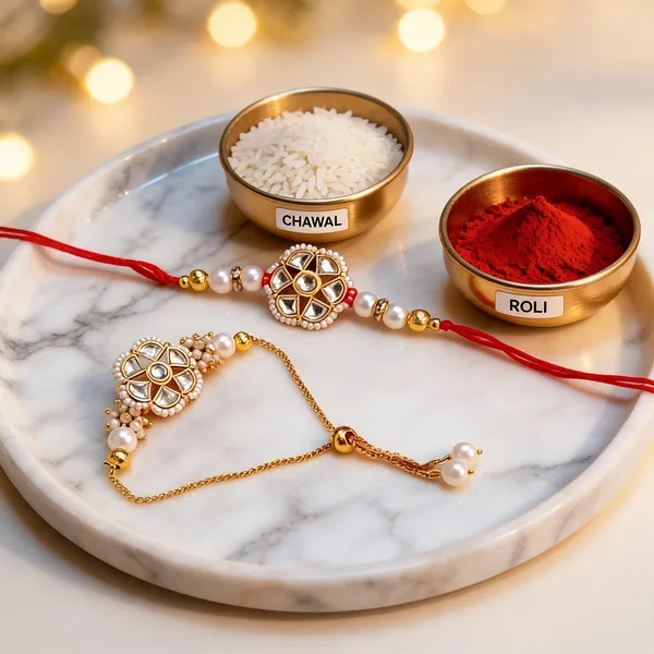 White_And_Red_Rakhi,_Lumba,_Bracelet,_Thali,_Chawal_Roli_Pack_Alloy_For_Brother_And_Sister-In-Law_Pack_Of_1