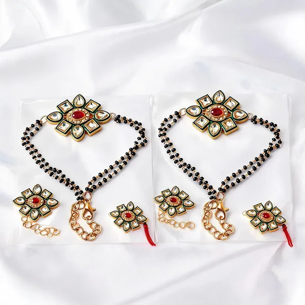 Multicolor_Rakhi,_Lumba,_Bracelet_Alloy_For_Brother_And_Sister-In-Law_Pack_Of_2