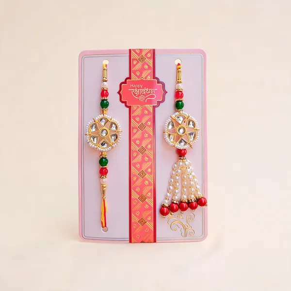 Multicolor_Rakhi,_Lumba,_Bracelet_Alloy_For_Brother_And_Sister-In-Law_Pack_Of_2