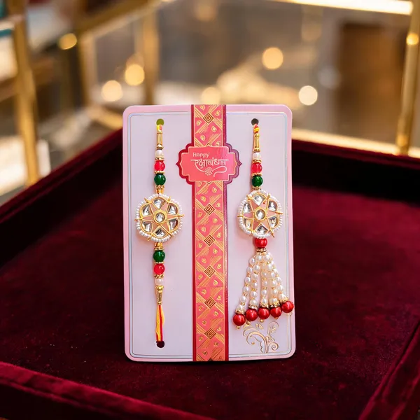 Multicolor_Rakhi,_Lumba,_Bracelet_Alloy_For_Brother_And_Sister-In-Law_Pack_Of_2