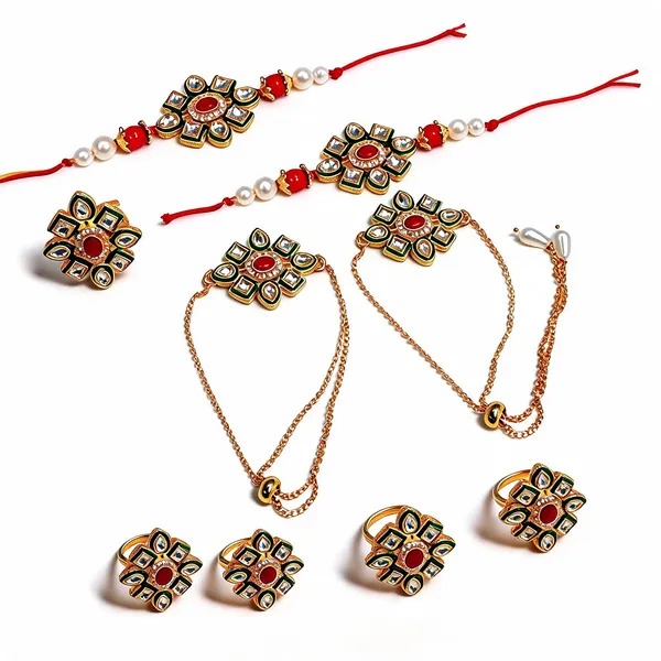 White_And_Golden_Rakhi,_Bracelet_Alloy_For_Brother_And_Sister-In-Law_Pack_Of_2