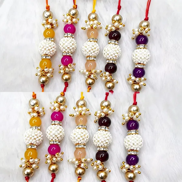 Multicolor_Rakhi,_Lumba,_Bracelet_Alloy_For_Brother_And_Sister-In-Law_Pack_Of_2