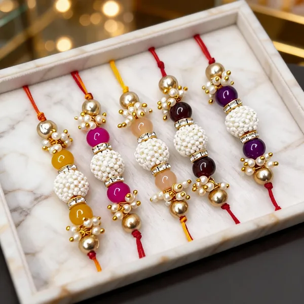 Multicolor_Rakhi,_Lumba,_Bracelet_Alloy_For_Brother_And_Sister-In-Law_Pack_Of_2