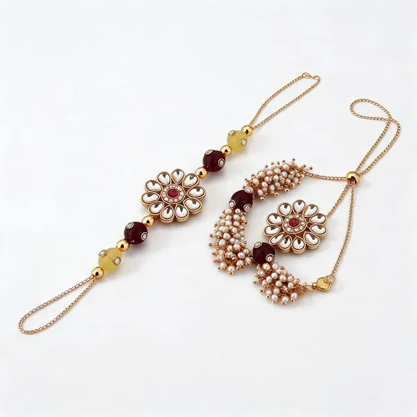 White_And_Maroon_Rakhi,_Lumba_Alloy_For_Brother_And_Sister-In-Law_Pack_Of_2
