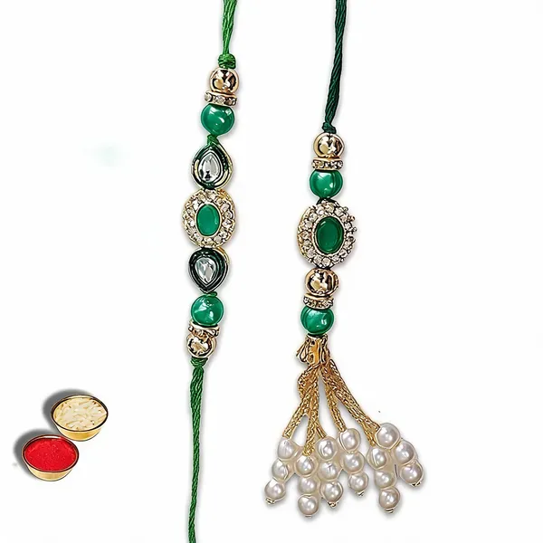 Multicolor_Rakhi,_Bracelet_Alloy_For_Brother_And_Sister-In-Law_Pack_Of_2