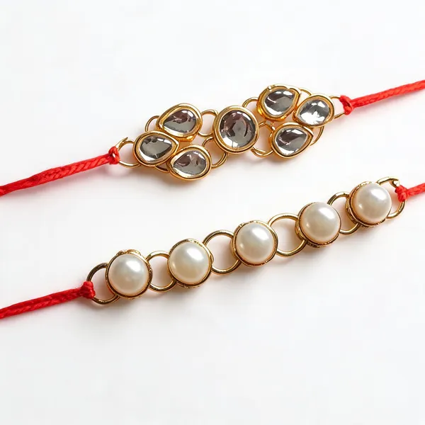 White_Rakhi_Alloy_For_Brother_And_Sister-In-Law_Pack_Of_2
