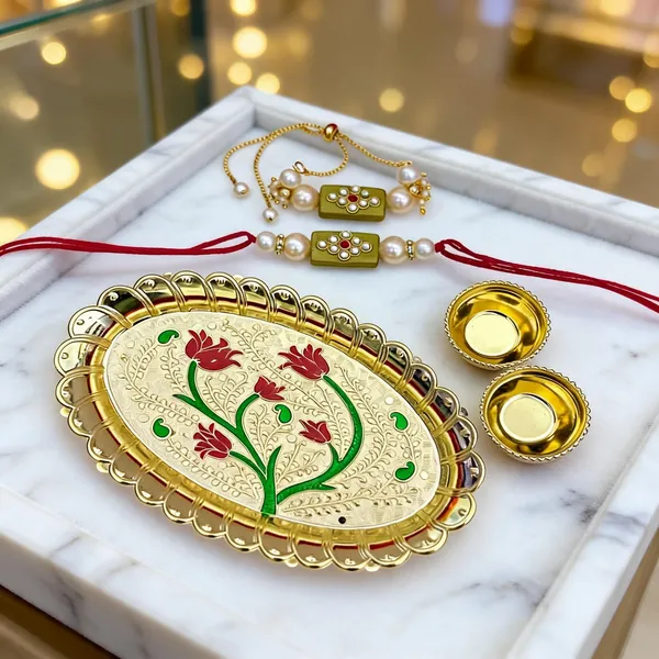 Golden_Rakhi,_Bracelet,_Thali_Alloy_For_Brother_And_Sister-In-Law_Pack_Of_1