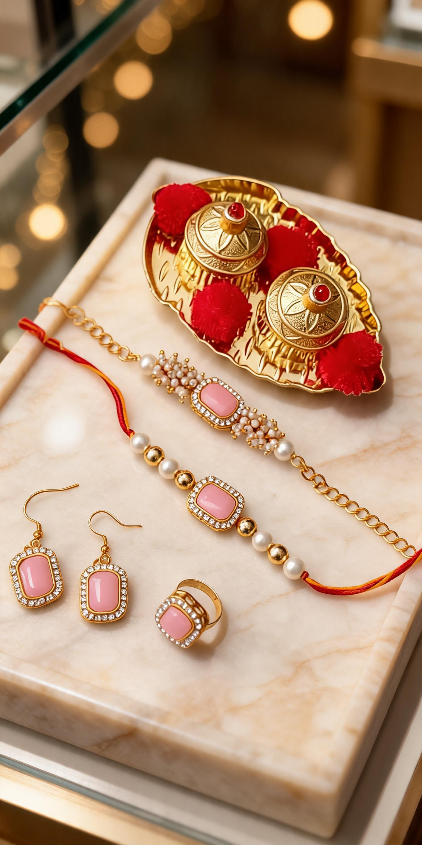 Pich_Rakhi,_Bracelet,_Thali,_Earrings_Alloy_For_Brother_And_Sister-In-Law_Pack_Of_1