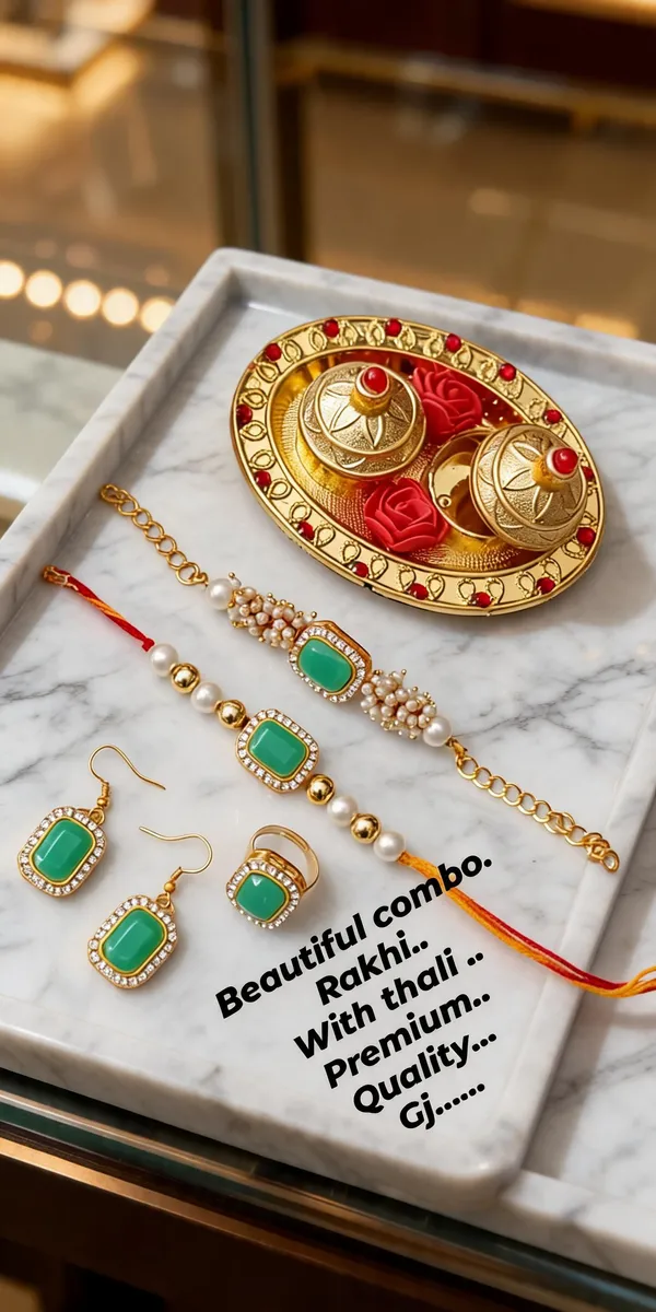 Pista_Green_Rakhi,_Bracelet,_Thali,_Earrings_Alloy_For_Brother_And_Sister-In-Law_Pack_Of_1