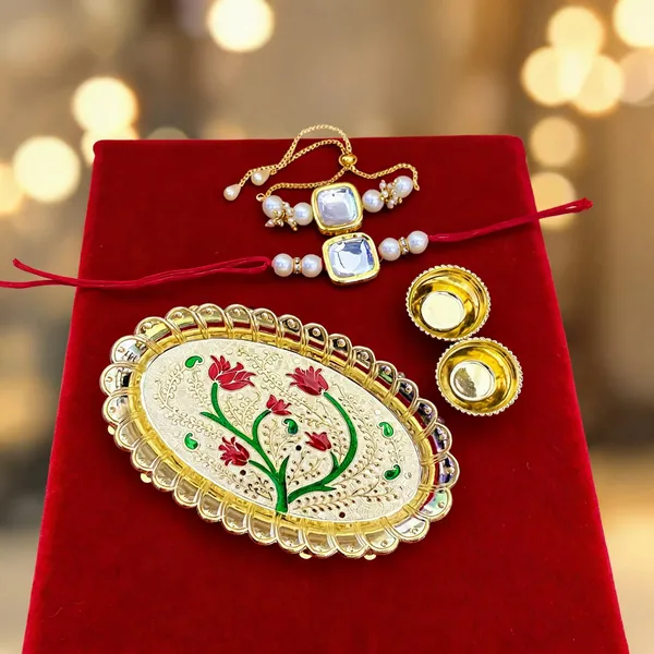 White_Rakhi,_Bracelet,_Thali_Alloy_For_Brother_And_Sister-In-Law_Pack_Of_1