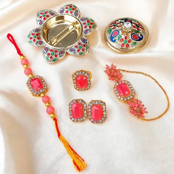 Multicolor_Rakhi,_Bracelet,_Thali_Alloy_For_Brother_And_Sister-In-Law_Pack_Of_1