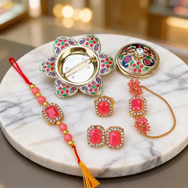 Multicolor_Rakhi,_Bracelet,_Thali_Alloy_For_Brother_And_Sister-In-Law_Pack_Of_1