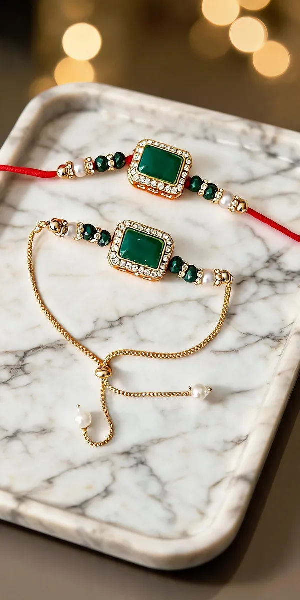Green_Rakhi,_Bracelet_Alloy_For_Brother_And_Sister-In-Law_Pack_Of_2
