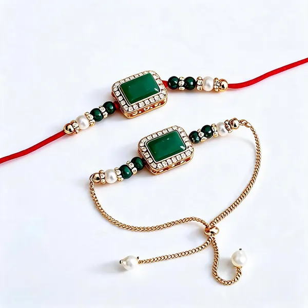 Multicolor_Rakhi,_Lumba,_Bracelet_Alloy_For_Brother_And_Sister-In-Law_Pack_Of_2