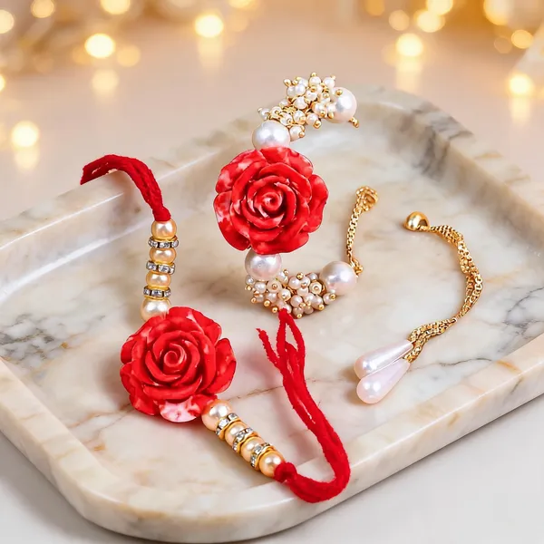 Red_Rakhi,_Bracelet,_Chawal_Roli_Pack_Alloy_For_Brother_And_Sister-In-Law_Pack_Of_2