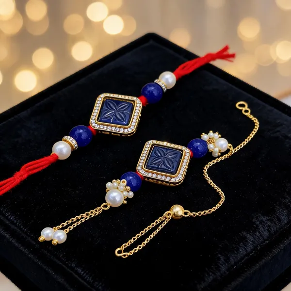 Blue_Rakhi,_Bracelet_Alloy_For_Brother_And_Sister-In-Law_Pack_Of_2