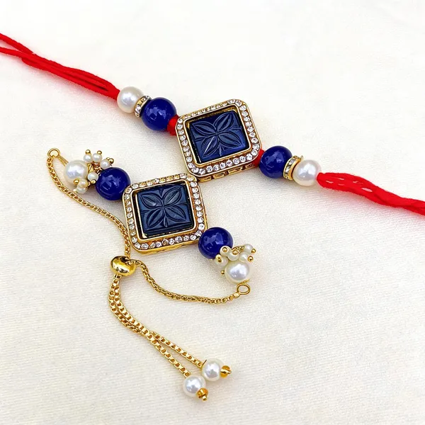Blue_Rakhi,_Bracelet_Alloy_For_Brother_And_Sister-In-Law_Pack_Of_2