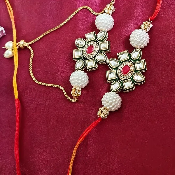Green_Rakhi,_Bracelet,_Chawal_Roli_Pack_Alloy_For_Brother_And_Sister-In-Law_Pack_Of_2