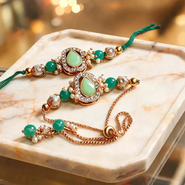 Pista_Green_Rakhi,_Lumba,_Bracelet_Alloy_For_Brother_And_Sister-In-Law_Pack_Of_2