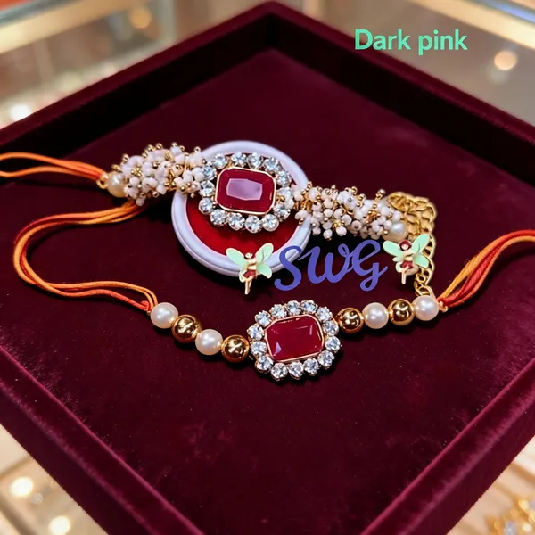 Dark_Pink_Rakhi,_Bracelet_Alloy_For_Brother_And_Sister-In-Law_Pack_Of_2