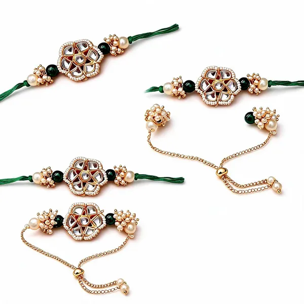 Green_And_White_Rakhi,_Lumba,_Bracelet_Alloy_For_Brother_And_Sister-In-Law_Pack_Of_2