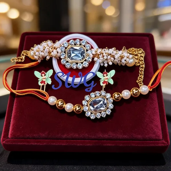 White_Rakhi,_Bracelet_Alloy_For_Brother_And_Sister-In-Law_Pack_Of_2