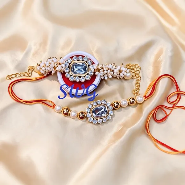 White_Rakhi,_Bracelet_Alloy_For_Brother_And_Sister-In-Law_Pack_Of_2