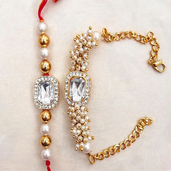 White_Rakhi,_Lumba,_Bracelet_Alloy_For_Brother_And_Sister-In-Law_Pack_Of_2