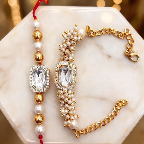 White_Rakhi,_Lumba,_Bracelet_Alloy_For_Brother_And_Sister-In-Law_Pack_Of_2
