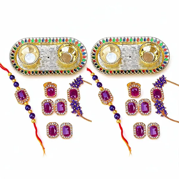 Purple_And_White_Rakhi,_Lumba,_Bracelet,_Thali,_Bluetooth_Rakhi_Alloy_For_Brother_And_Sister-In-Law_Pack_Of_2