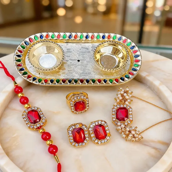 White_And_Red_Rakhi,_Lumba,_Bracelet,_Thali,_Bluetooth_Rakhi_Alloy_For_Brother_And_Sister-In-Law_Pack_Of_2