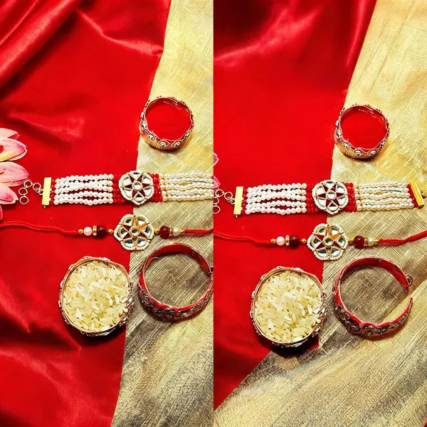 Red_And_White_Rakhi,_Bracelet,_Chawal_Roli_Pack_Alloy_For_Brother_And_Sister-In-Law_Pack_Of_2